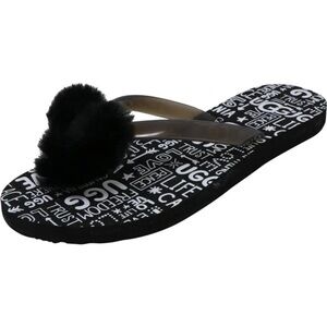 UGG WOMEN’S SIMI FLUFF MANIFESTO SANDAL - BLACK SIZE 6 (NEW WITH TAGS)